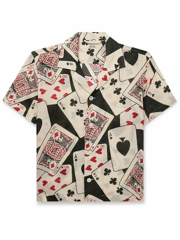 Photo: BODE - Ace of Spades Camp-Collar Printed Voile Shirt - Neutrals