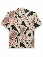 BODE - Ace of Spades Camp-Collar Printed Voile Shirt - Neutrals
