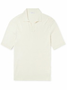 Sunspel - Ribbed Mulberry Silk and Organic Cotton-Blend Polo Shirt - Neutrals