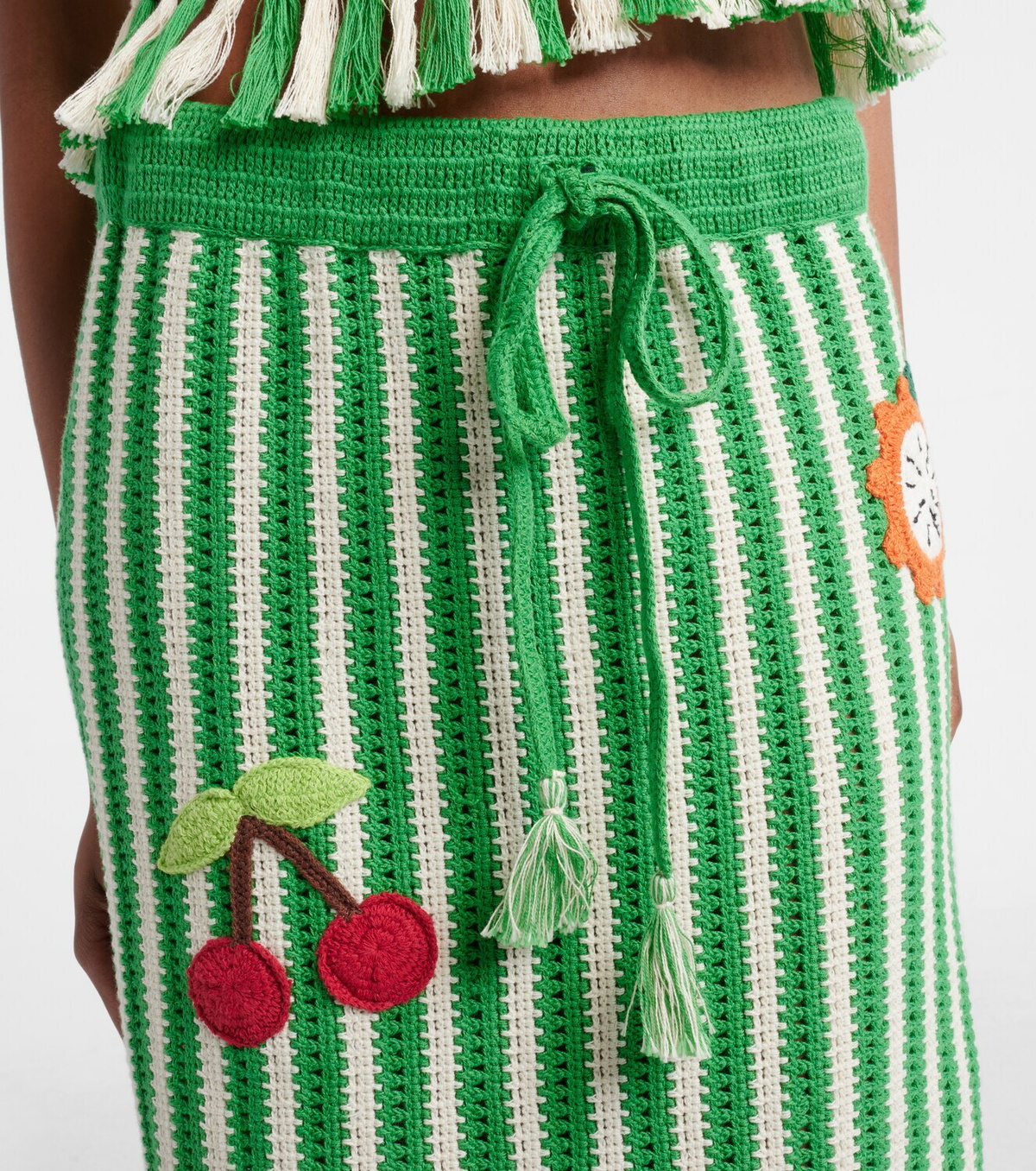 Alémais Sundae crochet embroidered cotton maxi skirt