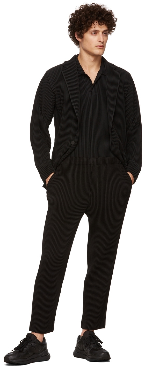 HOMME PLISSÉ ISSEY MIYAKE Black Kersey Pleats Trousers Homme