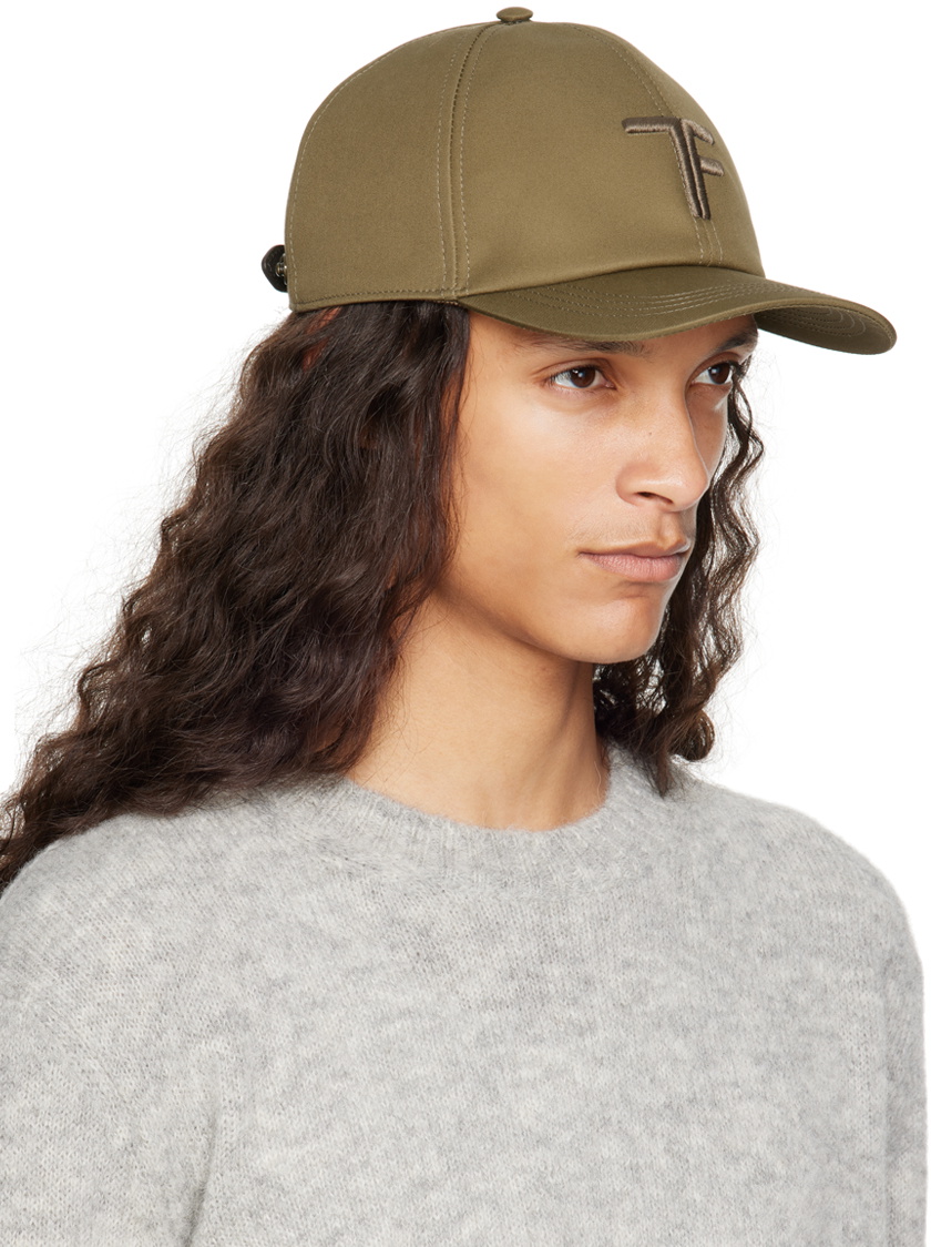 TOM FORD Khaki Canvas & Smooth Leather Cap