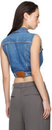 Alexander Wang Blue Cropped Trucker Denim Vest