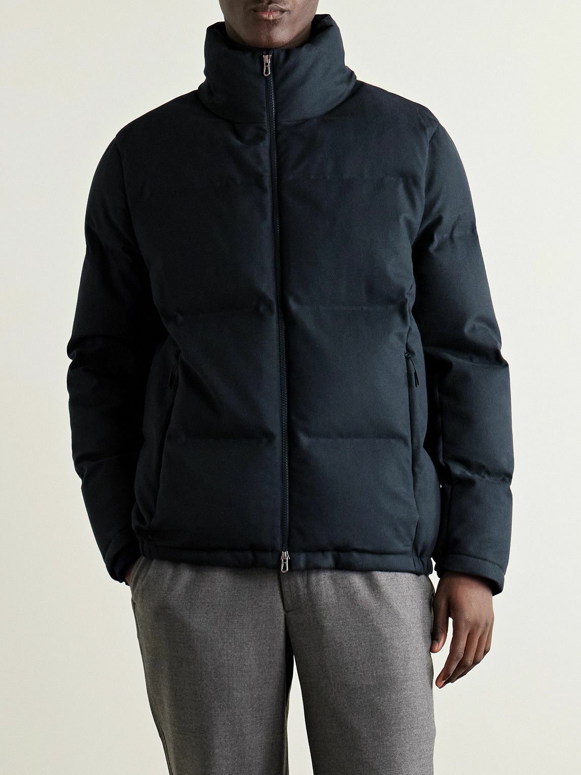 SEASE - Tribeca Quilted Herringbone Cotton and Cashmere-Blend Down Jacket - Blue
