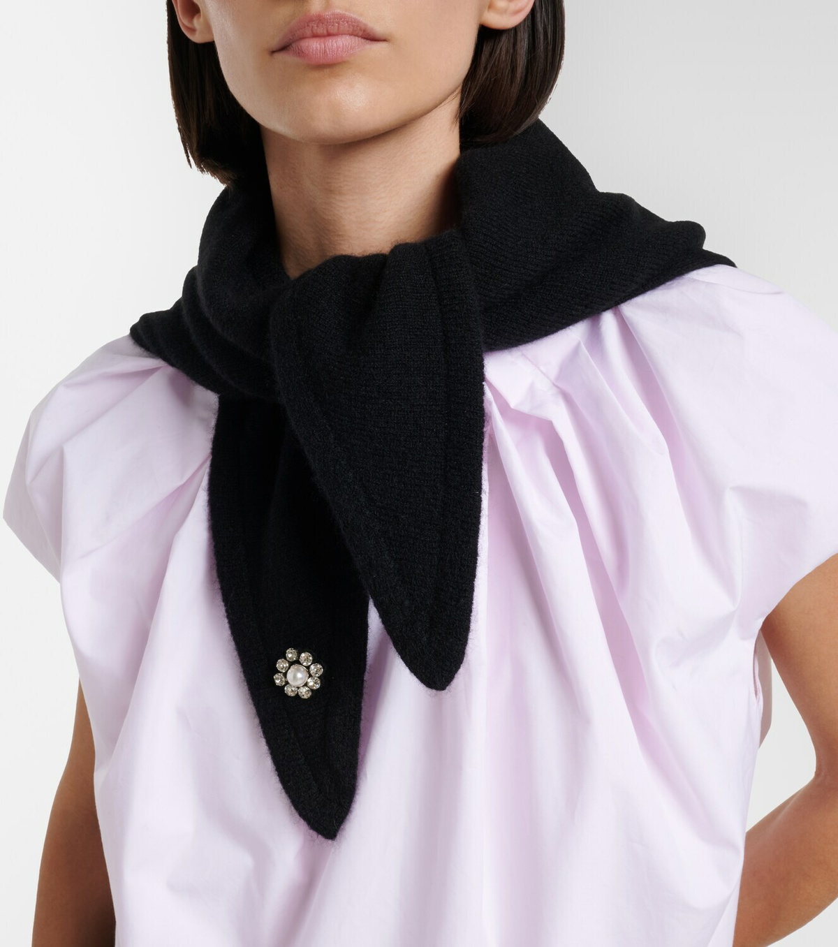 Simone Rocha Embellished cashmere scarf