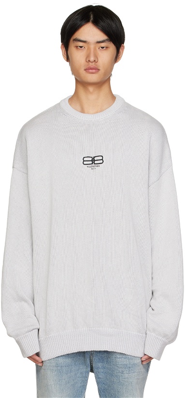 Photo: Balenciaga Gray BB Paris Icon Sweater