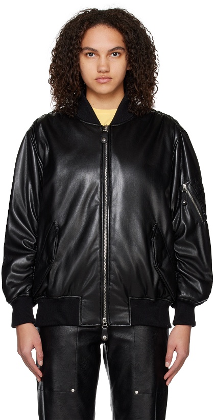 Photo: Stella McCartney Black Alter Mat Faux-Leather Bomber Jacket
