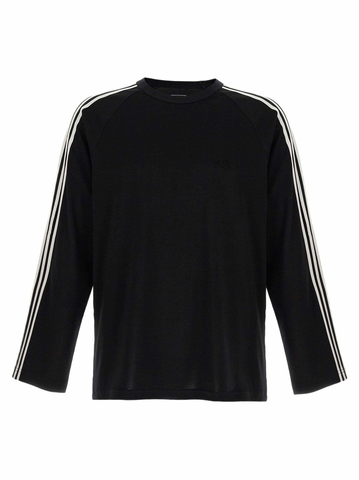 Y-3 3 Stripe Long Sleeve T-Shirt in Black/Off White Y-3