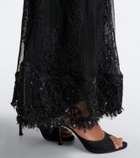 Blumarine Embellished off-shoulder lace gown