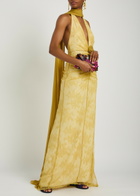 DE LA Vali Amora Scarf-effect Lace Gown Yellow