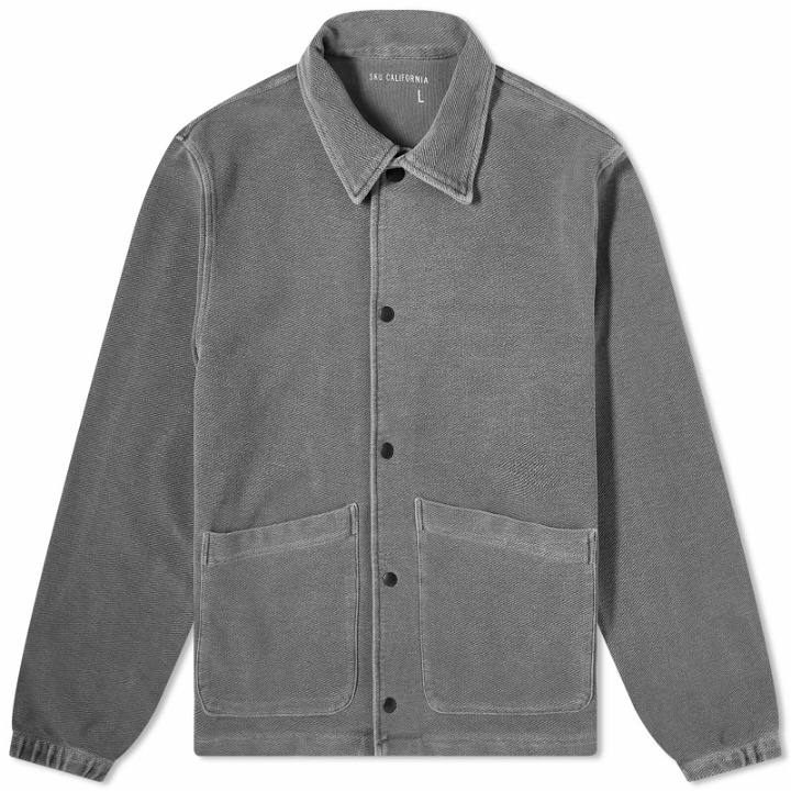 Photo: Save Khaki Men's Twill Terry Snap Front Jacket in Black