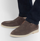 Loro Piana - Open Wintery Walk Cashmere-Trimmed Suede Boots - Gray