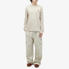 AMI Paris Men's Long Sleeve Small A Heart T-Shirt in Heather Light Beige