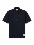 Thom Browne - Logo-Appliquéd Striped Cotton-Piqué Polo Shirt - Blue