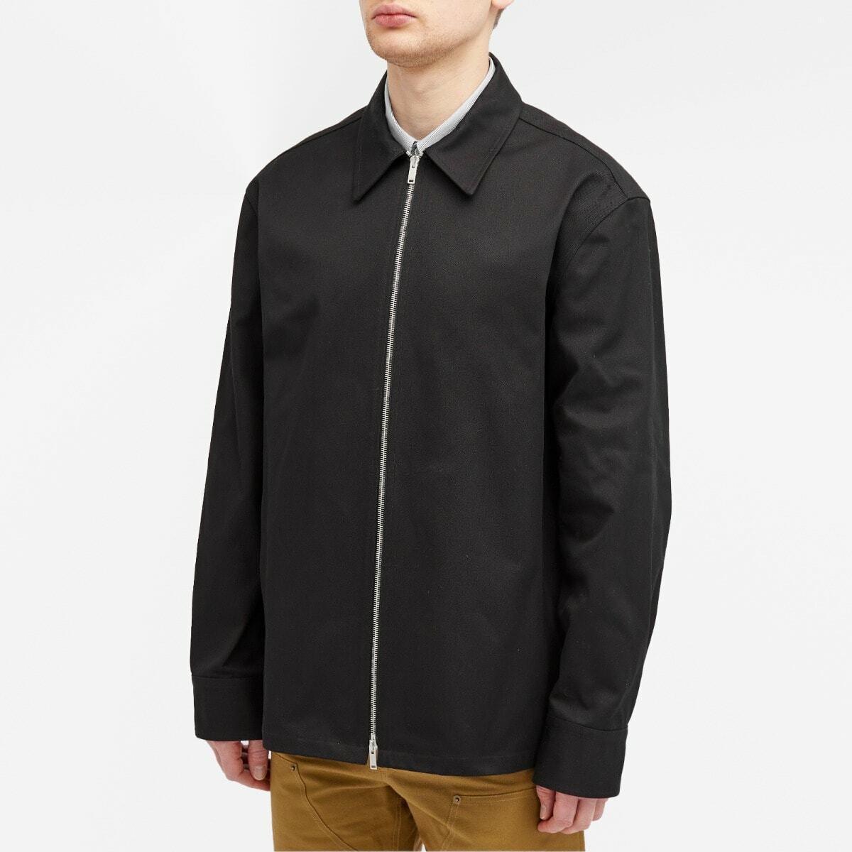 Jil Sander Men's Zip Through Cotton Overshirt in Black