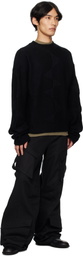 HELIOT EMIL Black Cropped Spiral Knit Sweater
