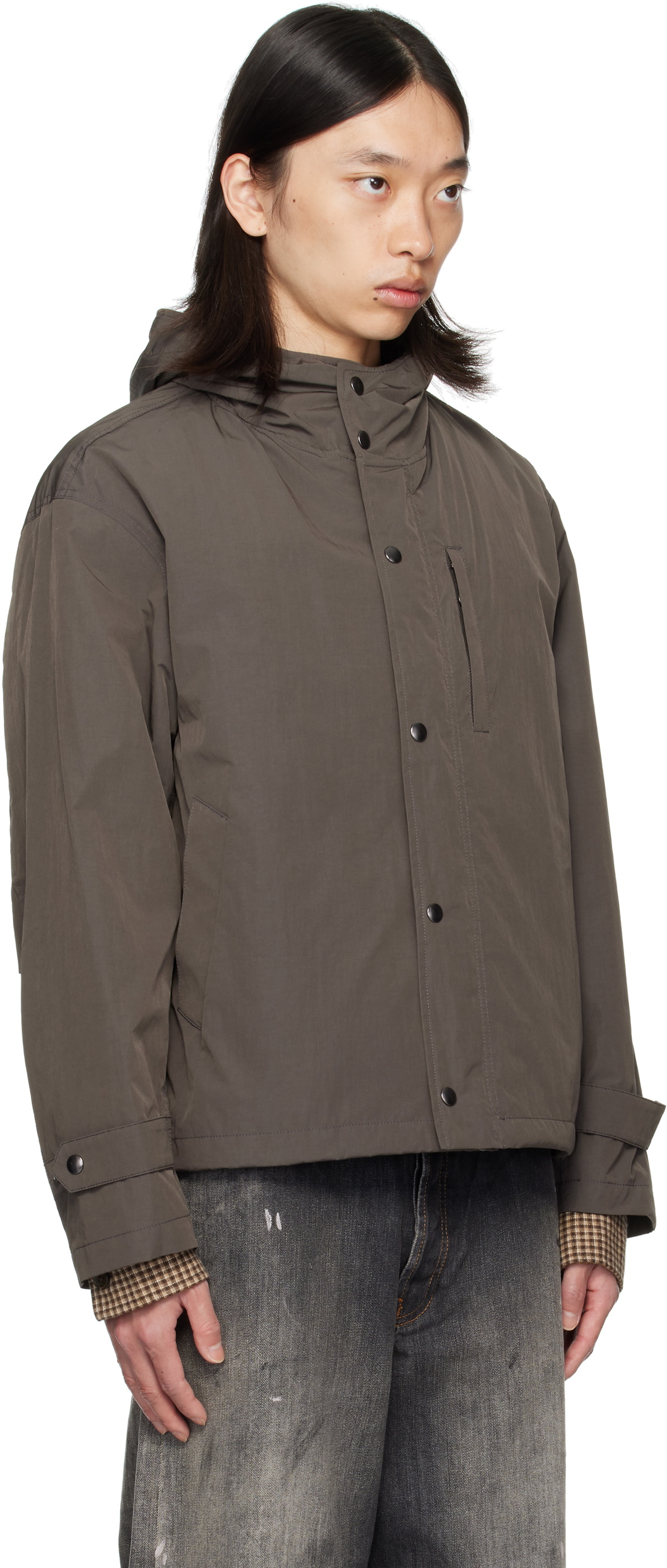COOR Brown Crop Hoodie Mill Parka