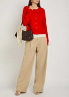 Vince Scalloped Trims Wool and Cashmere-blend Cardigan Red