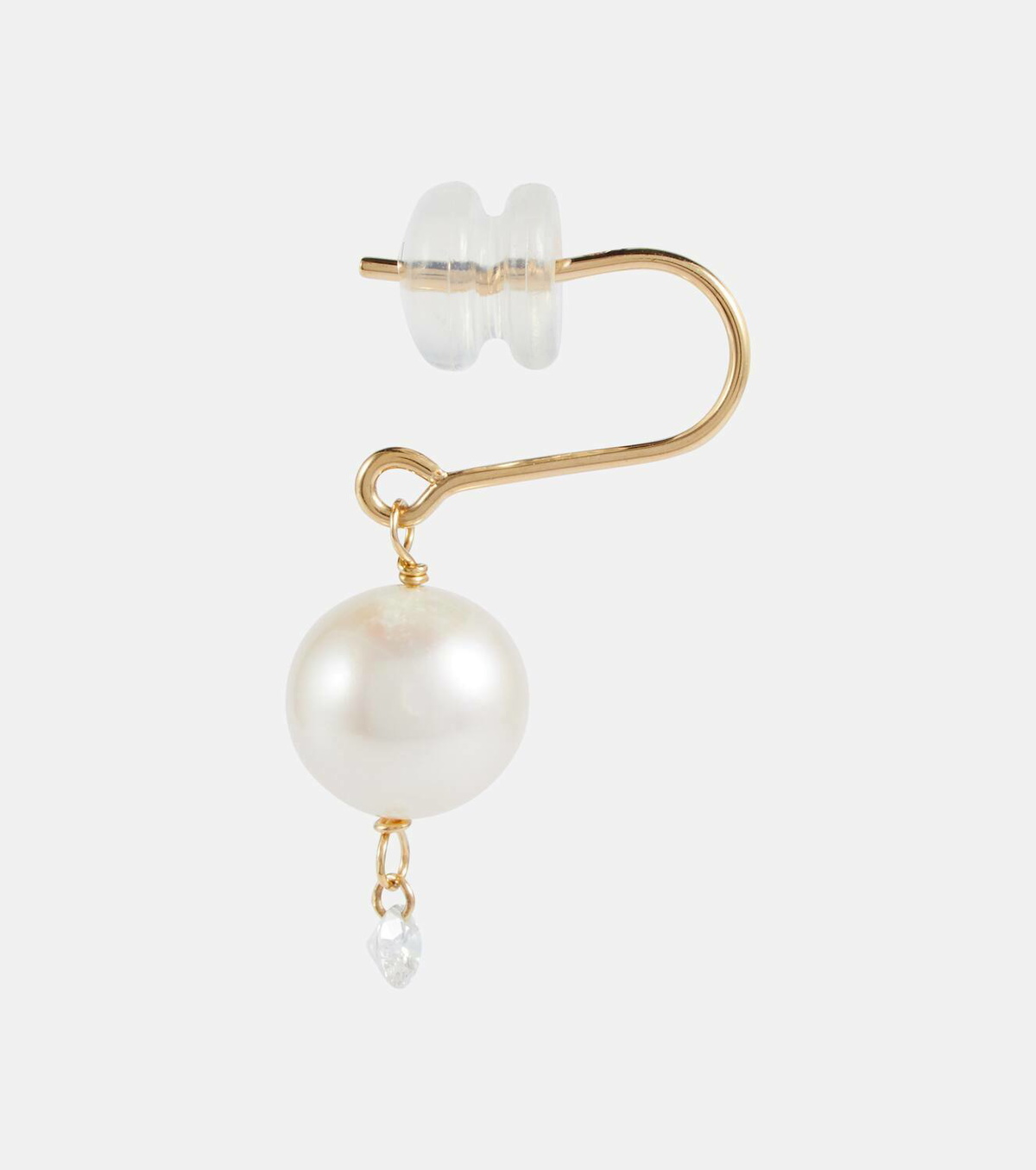 Persée 18kt gold pearl drop earrings with diamond