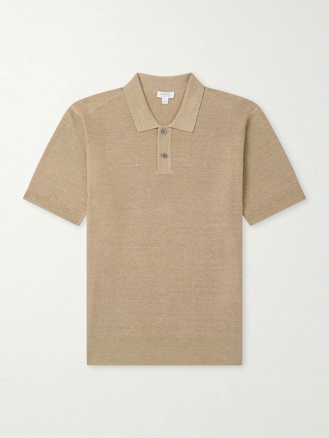 Sunspel - Honeycomb-Knit Linen and Silk-Blend Polo Shirt - Neutrals