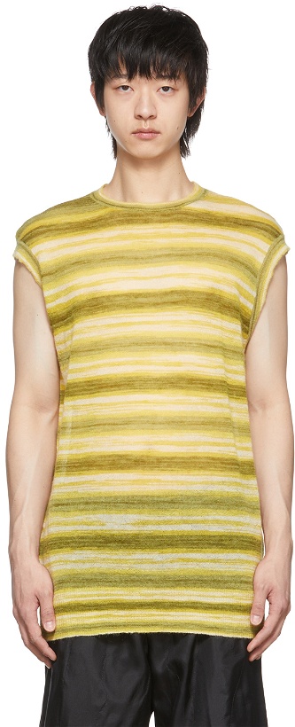 Photo: Dries Van Noten Yellow Mohair Stripe T-Shirt