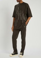 Rick Owens X Moncler Logo-appliquéd Cotton Sweatpants Brown