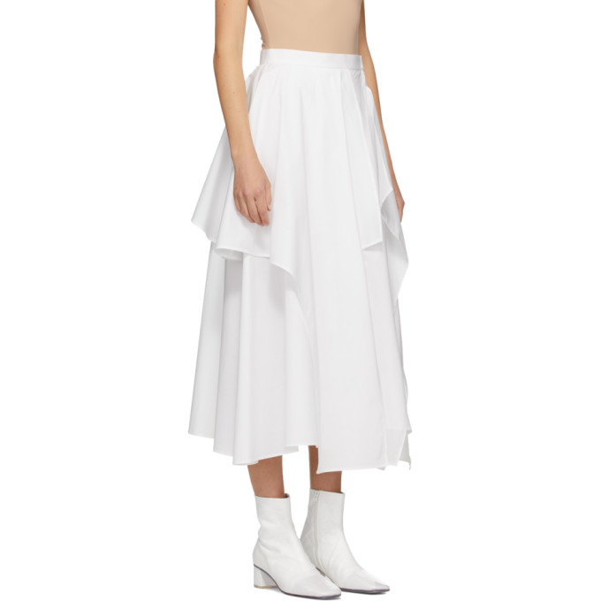 Enfold White Broad Random Hem Skirt