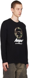 AAPE by A Bathing Ape Black Printed Long Sleeve T-Shirt