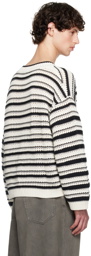 GANNI White & Black Striped Sweater