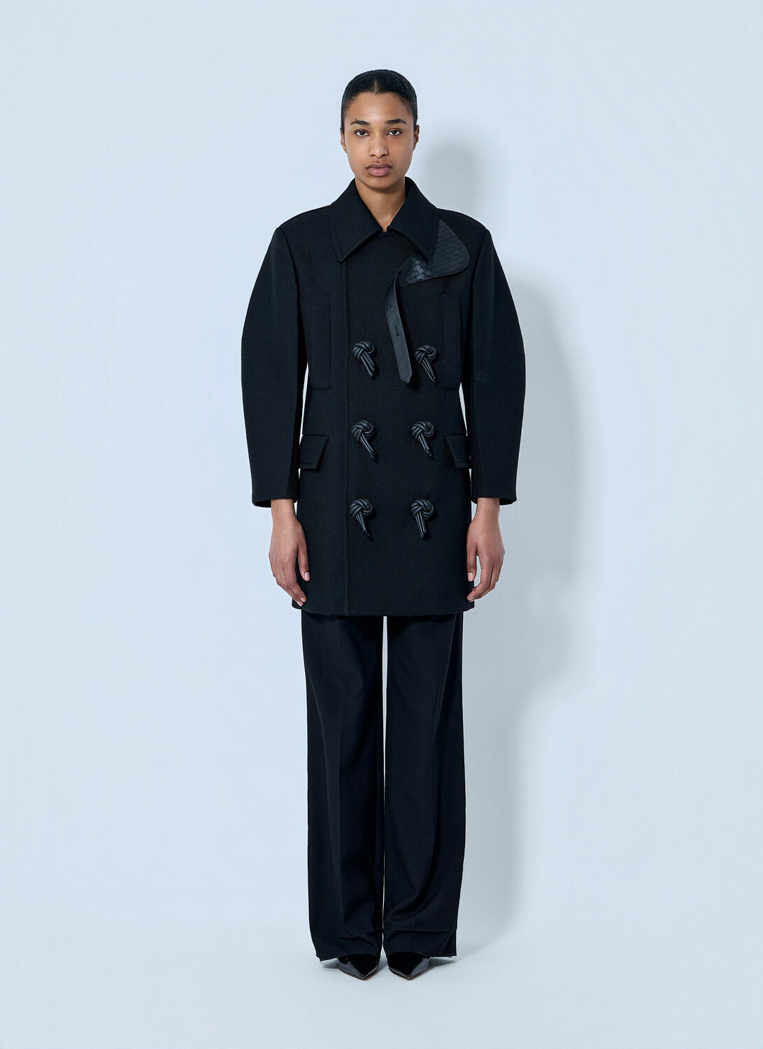 Bottega Veneta Double-Breasted Coat with Knot Details