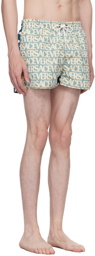 Versace Underwear Blue & Off-White Allover Swim Shorts