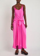 JW Anderson Draped Knot Silk Midi Dress Pink