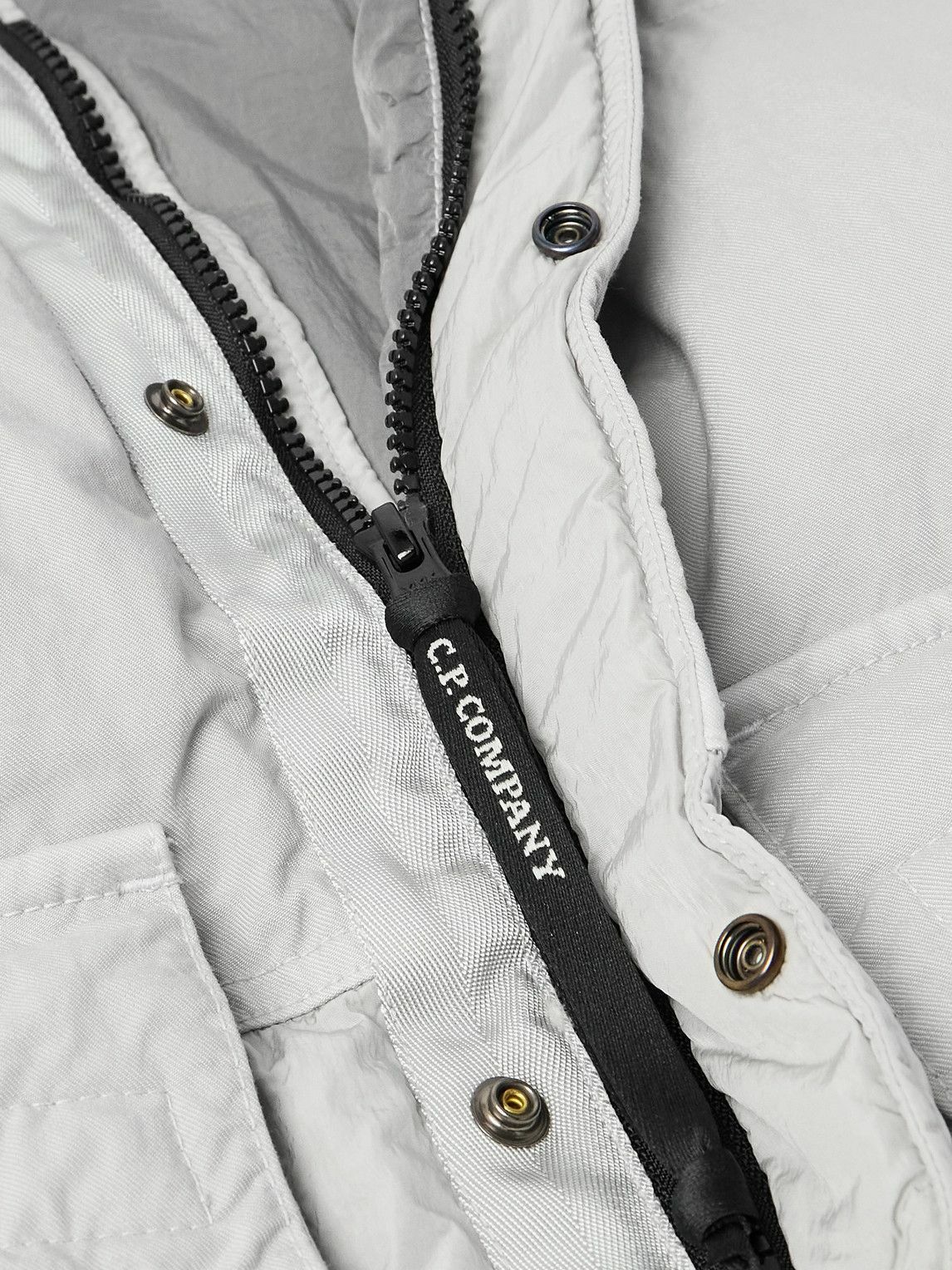 C.P. Company - Eco-Chrome R Padded Recycled-Shell Hooded Down Gilet - Gray