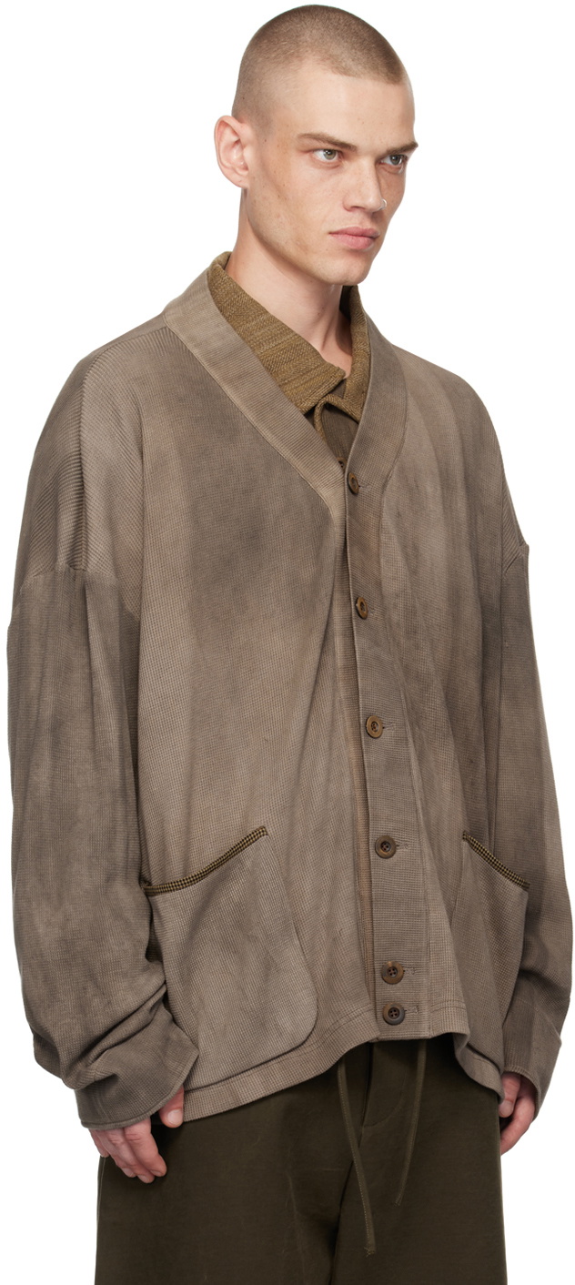 Aviva Jifei Xue Brown V-Neck Cardigan