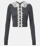 Self-Portrait Lace-trimmed wool cardigan