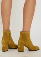 Valentino Garavani Fawcette 75 Suede Ankle Boots Camel
