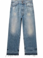 CHERRY LA - Wide-Leg Distressed Embellished Jeans - Blue