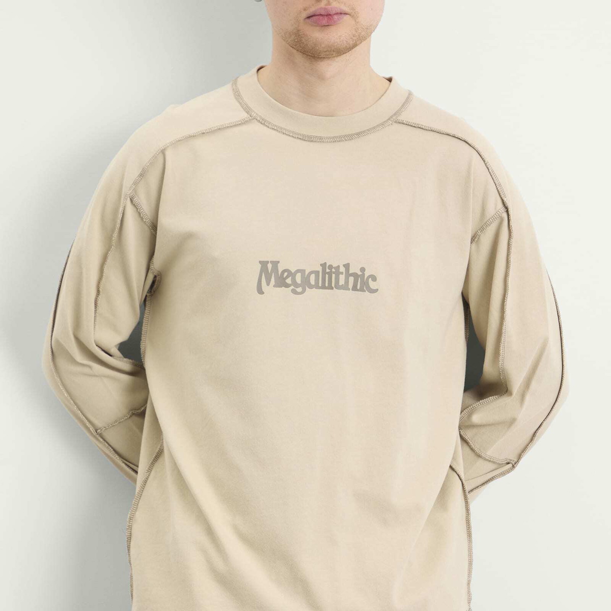 KA_YO_Prototype Men's Heavyweight Longsleeve Graphic T-Shirt in Plaza Taupe