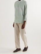 Boglioli - Grandad-Collar Cotton-Seersucker Shirt - Green