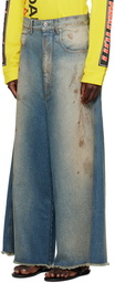 LU'U DAN Blue Wide Cropped Jeans