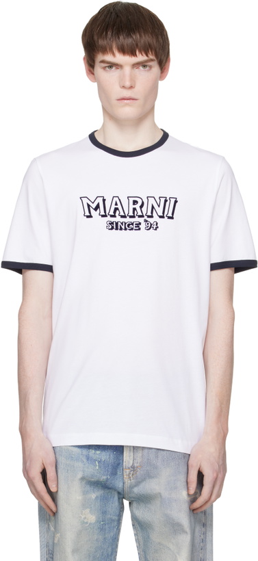 Photo: Marni White Cotton Contrast Trims T-shirt