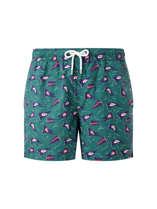 Photo: Drake's - Straight-Leg Mid-Length Printed Swim Shorts - Green