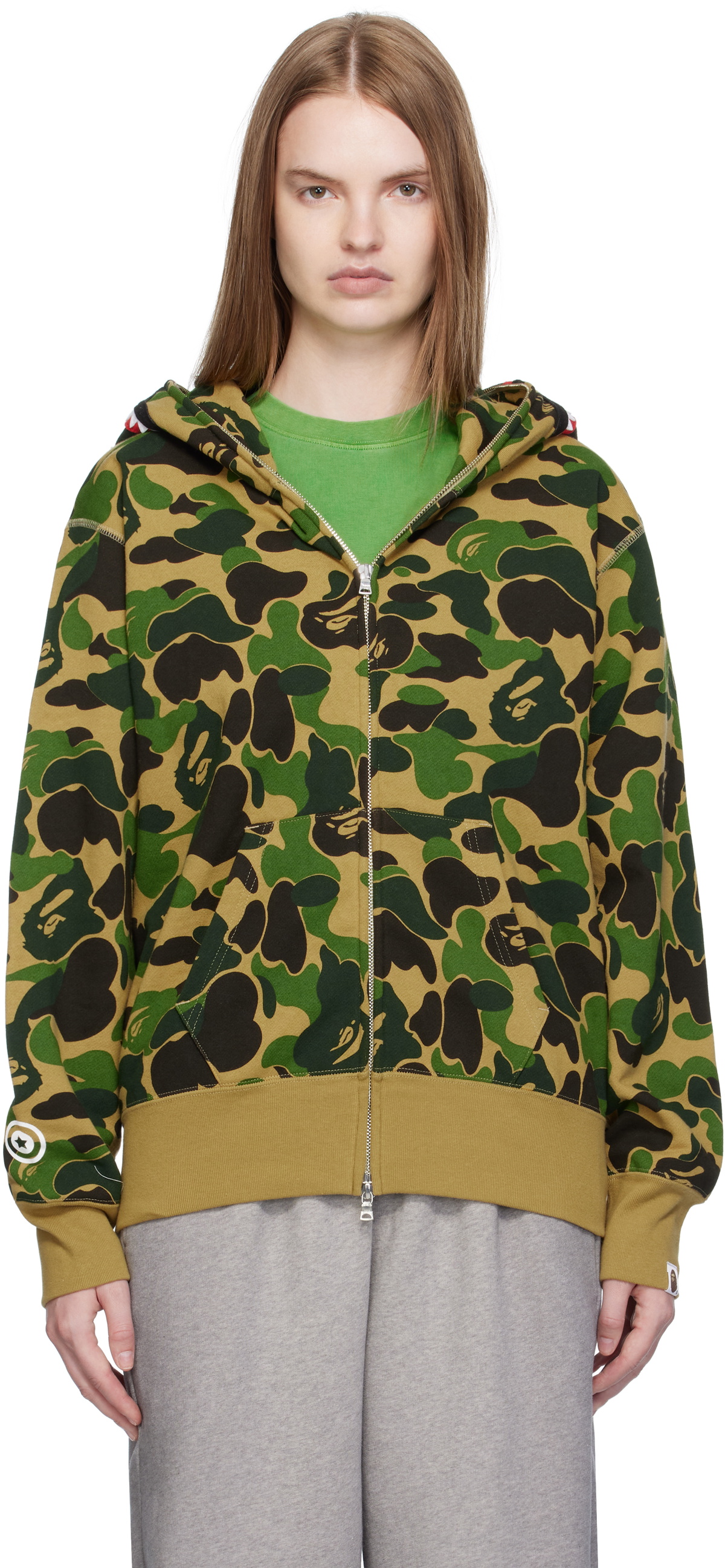 BAPE Khaki ABC Camo Shark Full Zip Hoodie A Bathing Ape