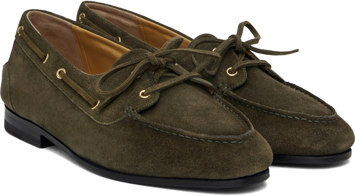 Bally Khaki Plume Boat Shoes