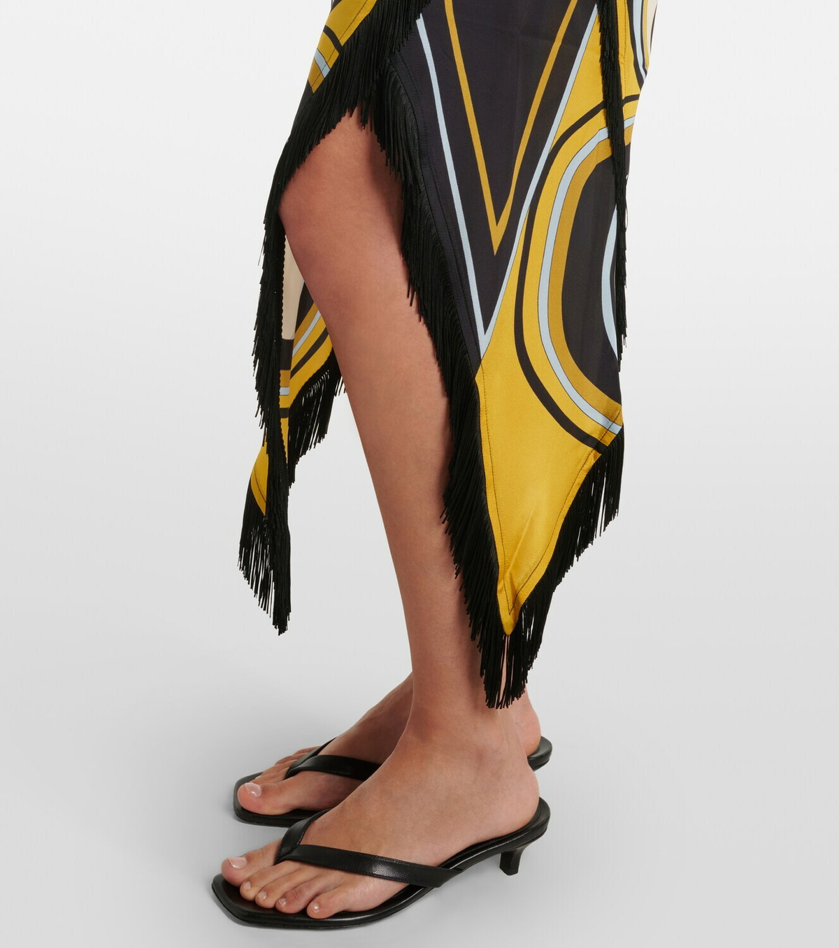 La DoubleJ Scarf fringed printed silk voile midi dress