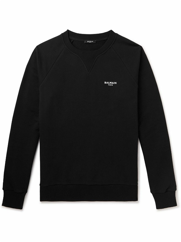 Photo: Balmain - Slim-Fit Logo-Print Cotton-Jersey Sweatshirt - Black