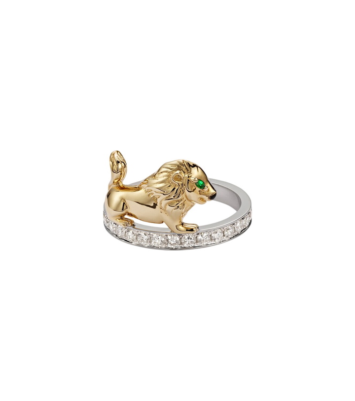 Photo: Yvonne Léon Alliance Lion 9kt yellow and white gold ring with gemstones