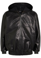 Amiri Logo-appliquéd Hooded Leather Jacket Black
