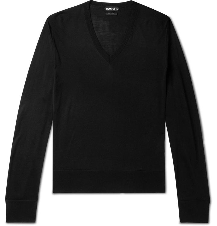 Photo: TOM FORD - Slim-Fit Silk Sweater - Black