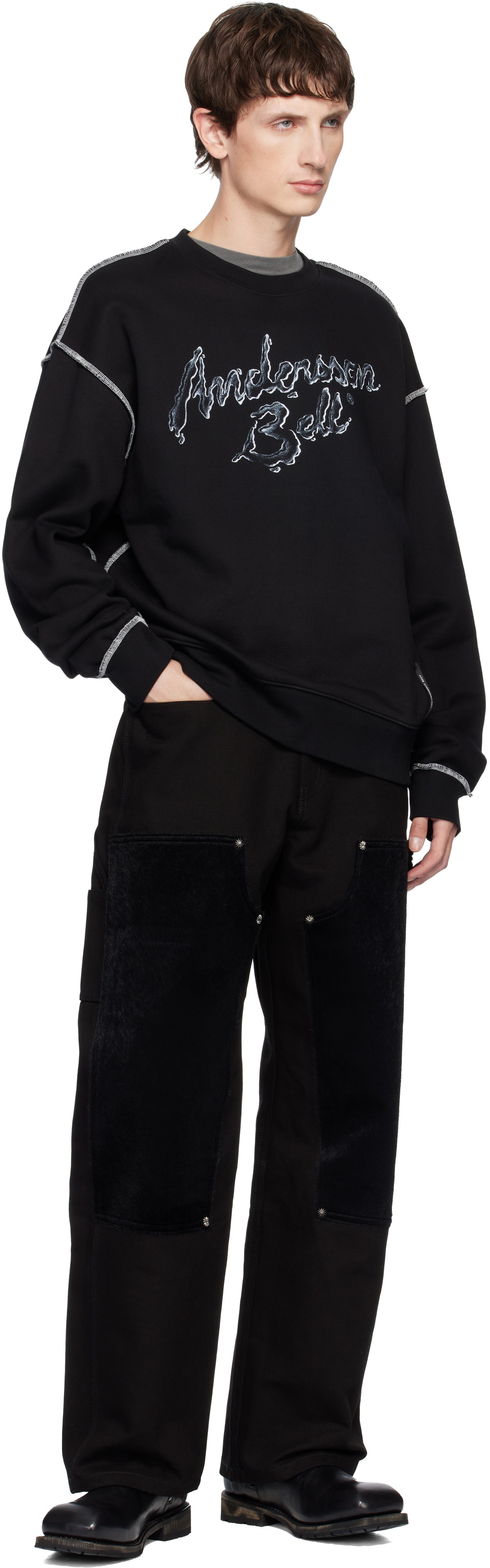 Andersson Bell Black Liquid Logo Sweatshirt